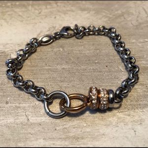 Fossil Bracelet Pave Rondelle Rose Gold Silver